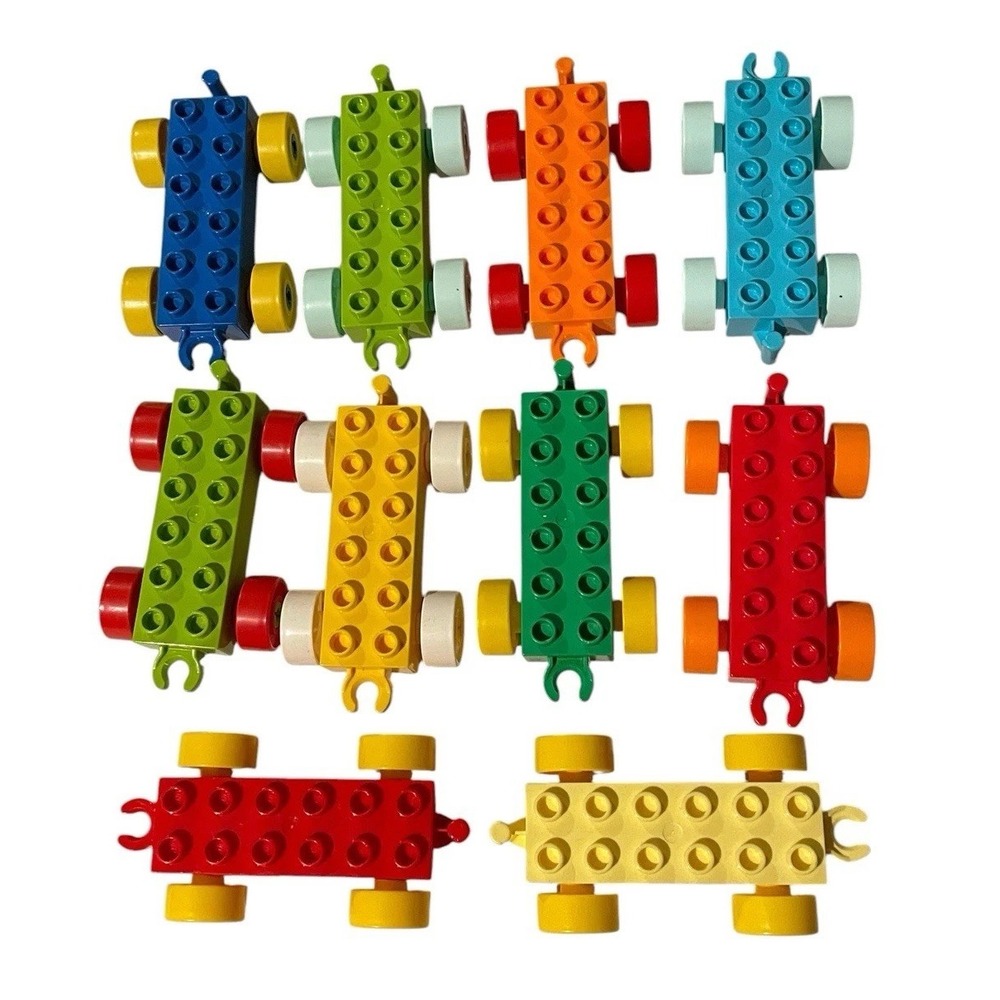 Lot of 10 Duplo Train Cars Vehicles Lego Toy Blocks